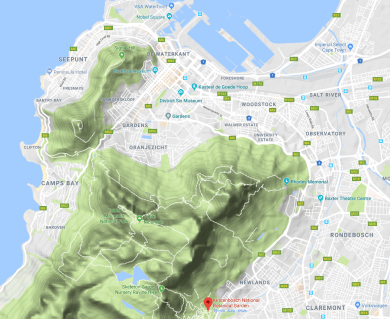 Kirstenbosch botanical gardens kaart